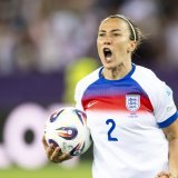La joie de Lucy Bronze après son penalty réussi KEYSTONE/ENNIO LEANZA